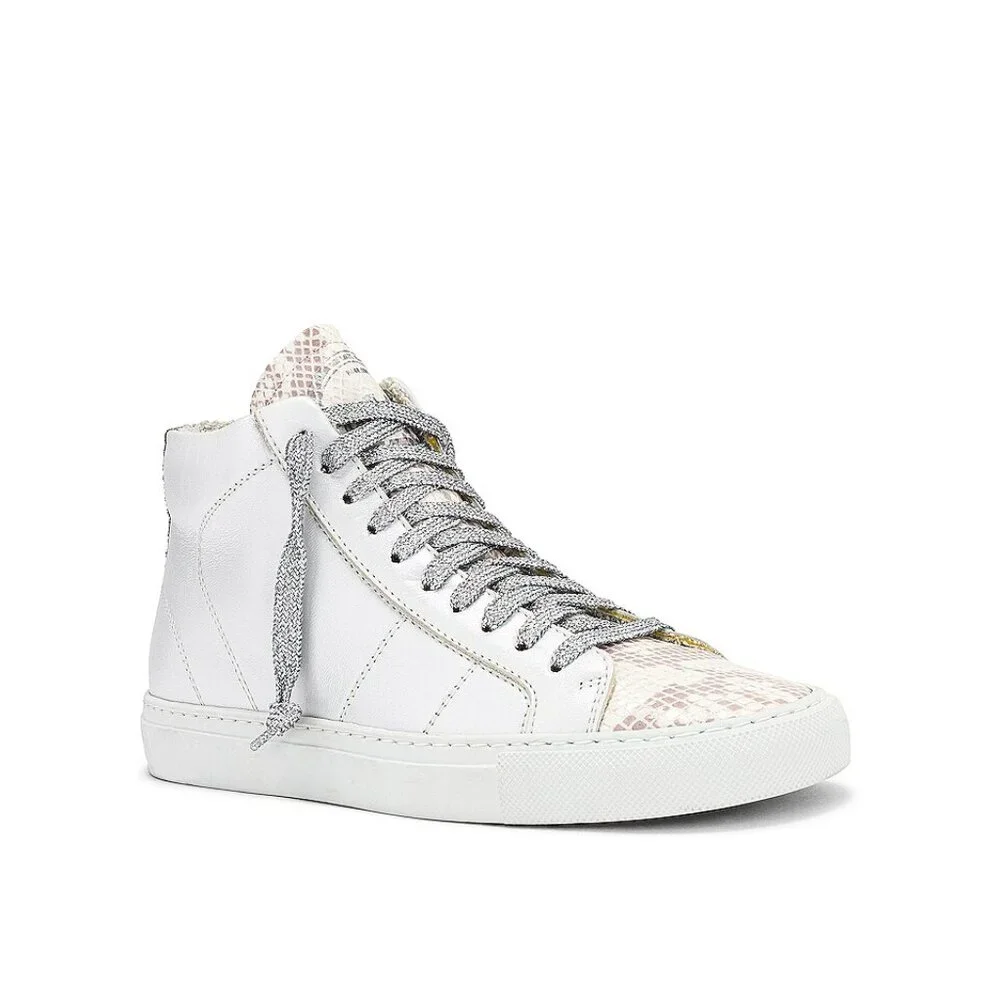 P448‎ Star High Top Sneaker Sunset Snake Embossed Leather Glitter White 39 9